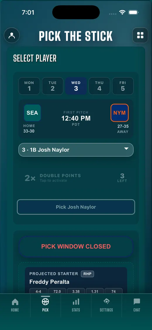 Daily pick screen